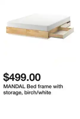 Ikea MANDAL Bed frame with storage, birch/white offer