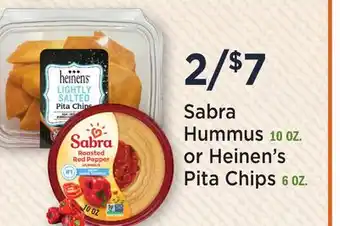 Heinen's Sabra Hummus 10 OZ. or Heinen's Pita Chips 6 OZ offer