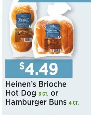 Heinen's Heinen's Brioche Hot Dog 6 CT. or Hamburger Buns 4 CT offer