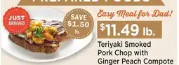 Heinen's Teriyaki Smoked Pork Chop with Ginger Peach Compote offer