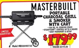 Ollie's PORTABLE CHARCOAL GRILL & SMOKER WITH CART offer