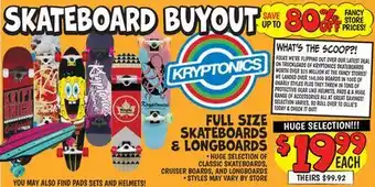 Ollie's FULL SIZE SKATEBOARDS & LONGBOARDS offer