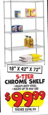 Ollie's 18 X 42 X 72 5-TIER CHROME SHELF offer