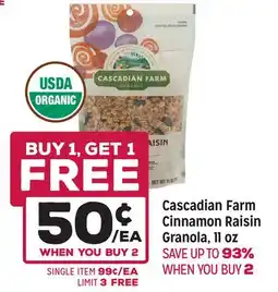 Grocery Outlet Cascadian Farm Cinnamon Raisin Granola, 11 oz offer