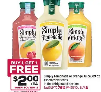 Grocery Outlet Simply Lemonade or Orange Juice offer