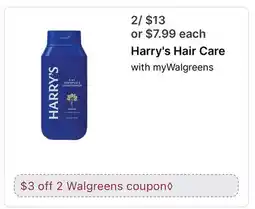 Walgreens Harry's Hair Care offer