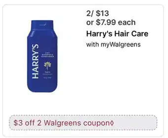 Walgreens Harry's Hair Care offer