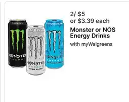 Walgreens Monster or NOS Energy Drinks offer