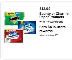 Walgreens Bounty or Charmin Paper Products offer