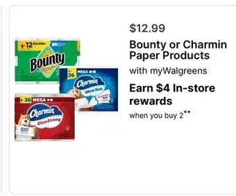 Walgreens Bounty or Charmin Paper Products offer
