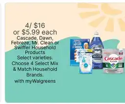 Walgreens Cascade, Dawn, Febreze, Mr. Clean or Swiffer Household Products offer