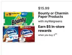 Walgreens Bounty or Charmin Paper Products offer