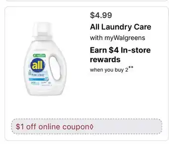 Walgreens All Laundry Care offer