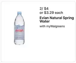 Walgreens Evian Natural Spring Water offer