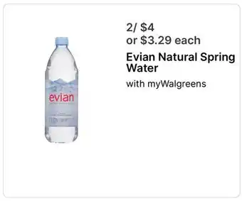 Walgreens Evian Natural Spring Water offer