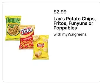 Walgreens Lay's Potato Chips, Fritos, Funyuns or Poppables offer
