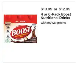 Walgreens 4 or 6-Pack Boost Nutritional Drinks offer
