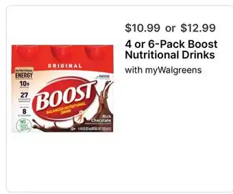 Walgreens 4 or 6-Pack Boost Nutritional Drinks offer