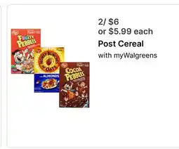 Walgreens Post Cereal offer