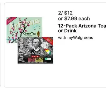 Walgreens 12-Pack Arizona Tea or Drink offer