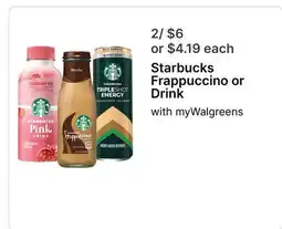 Walgreens Starbucks Frappuccino or Drink offer
