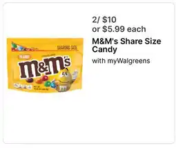 Walgreens M & M' s Share Size Candy offer