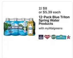 Walgreens 12-Pack Blue Triton Spring Water Products offer