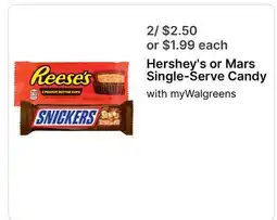Walgreens Hershey's or Mars Single-Serve Candy offer