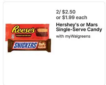 Walgreens Hershey's or Mars Single-Serve Candy offer