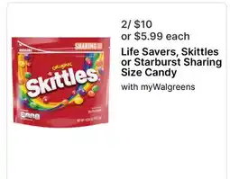 Walgreens Life Savers, Skittles or Starburst Sharing Size Candy offer