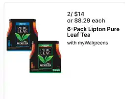 Walgreens 6-Pack Lipton Pure Leaf Tea offer