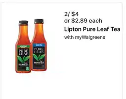Walgreens Lipton Pure Leaf Tea offer