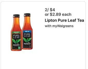 Walgreens Lipton Pure Leaf Tea offer