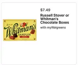 Walgreens Russell Stover or Whitman's Chocolate Boxes offer