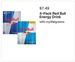 Walgreens 4-Pack Red Bull Energy Drink offer