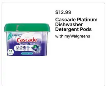 Walgreens Cascade Platinum Dishwasher Detergent Pods offer