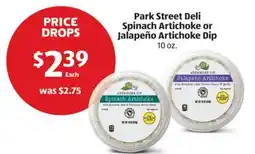 Aldi Park Street Deli Spinach Artichoke or Jalapeño Artichoke Dip offer