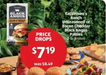 Aldi Cattlemen's Ranch Unseasoned or Bacon Cheddar Black Angus Patties offer