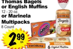 Superior Grocers Thomas Bagels or English Muffins 12-20 oz. or Marinela Multipacks 8 Count offer