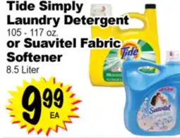 Superior Grocers Tide Simply Laundry Detergent 105-117 oz. or Suavitel Fabric Fabric Softener 8.5 Liter offer
