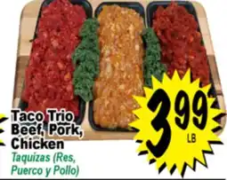 Superior Grocers Taco Trio Beef, Pork, Chicken offer