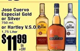 Superior Grocers Jose Cuervo Especial Gold or Silver or Hartley V.S.O.P offer