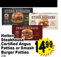 Superior Grocers Holten Steakhouse Certified Angus Patties or Smash Burger Patties offer