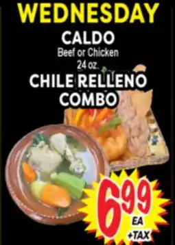Superior Grocers CALDO Beef or Chicken 24 oz. CHILE RELLENO COMBO offer
