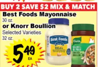 Superior Grocers Best Foods Mayonnaise 30 oz. or Knorr Boullion offer