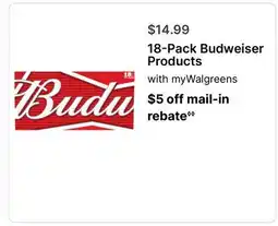 Walgreens 18-Pack Budweiser Products offer