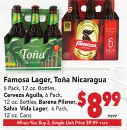 Vallarta Supermarkets Famosa Lager, Toña Nicaragua offer