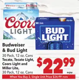 Vallarta Supermarkets Budweiser & Bud Light offer