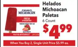 Vallarta Supermarkets Helados Michoacan Paletas offer