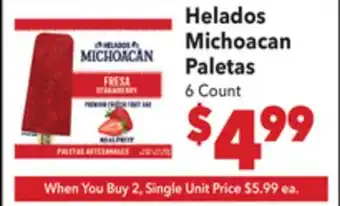 Vallarta Supermarkets Helados Michoacan Paletas offer